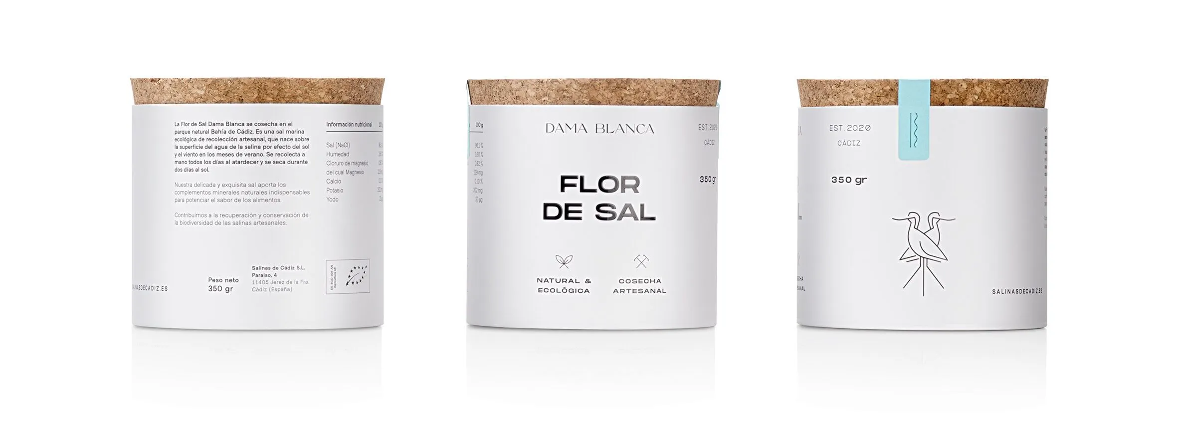 Flor de Sal Gourmet Dama Blanca - Vistas y perspectivas de packaging